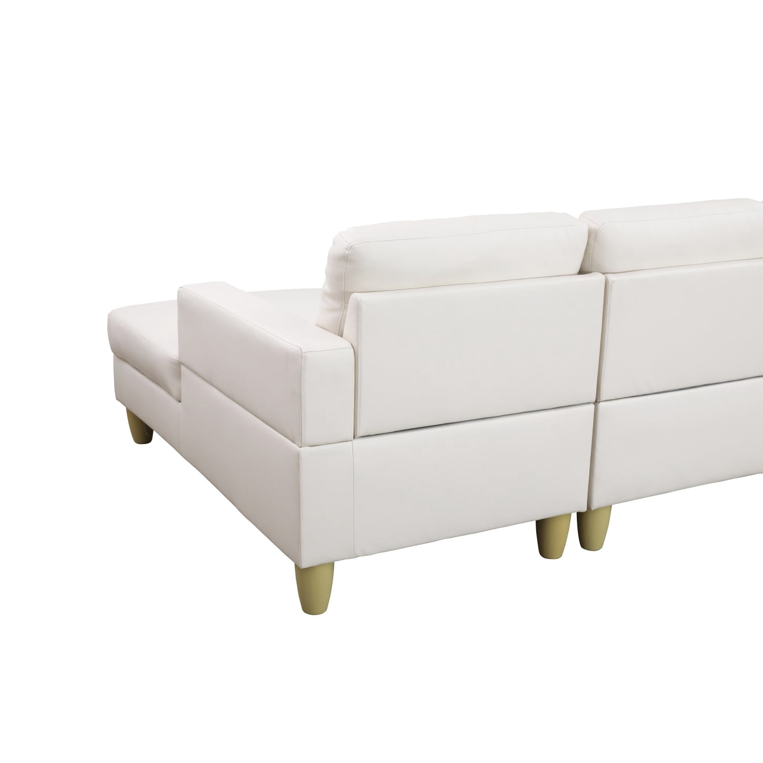 Hommoo Faux Leather Living Room Furniture Set, L-Shaped Sectional Couch Sofa for Apartment/Upstairs Loft/Living Room, 16.5'' Back Height, White(No Ottomans)
