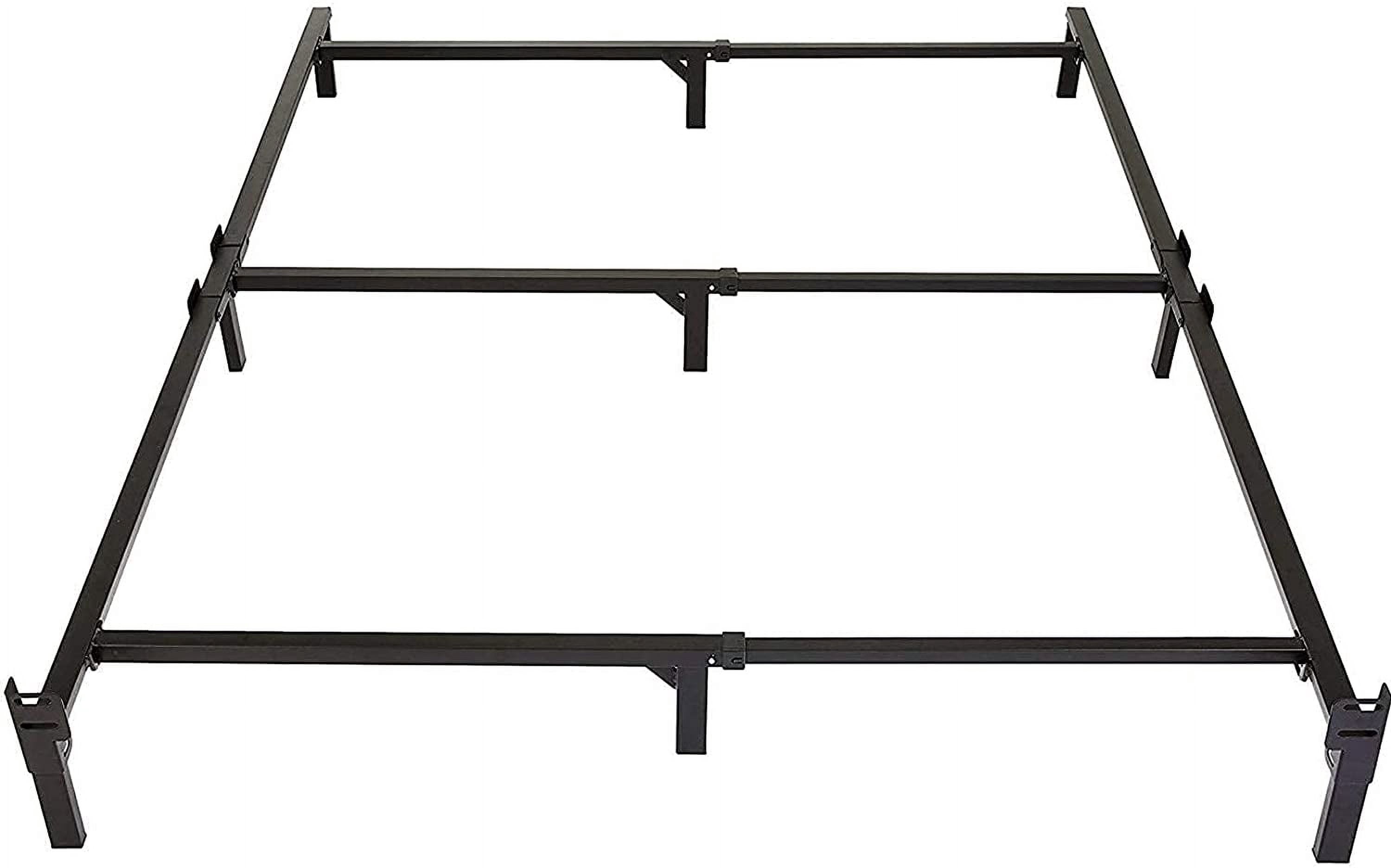 Metal Bed Frame (Spring Mattress Required), Queen Size, 79.5" L x 59.5" W x 7" H, Black