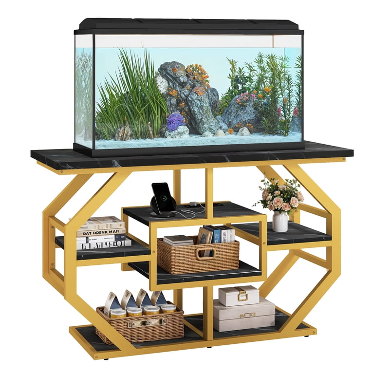 Uforic 55-75 Gal Aquarium Stand with Power Outlet – Faux Marble