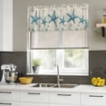 thumbnail image 4 of 2 Pack Nautical Teal Starfish Valance for Window Ocean Corals Compass Retro Brown Map Kitchen Valance Rod Pocket Short Curtain Topper Decorative Window Treatment for Living Room Bedroom 42"x18", 4 of 9