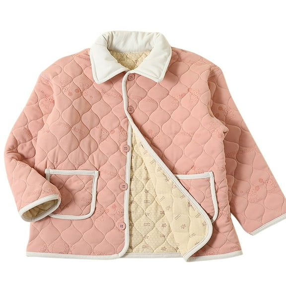 Darzheoy Toddler Boys And Girls Tops Lapel Long Sleeve Jackets Hoodless Solid Color Quilted Pockets Thickening Casual Loose Tops Coats ,Size 12-17 Years