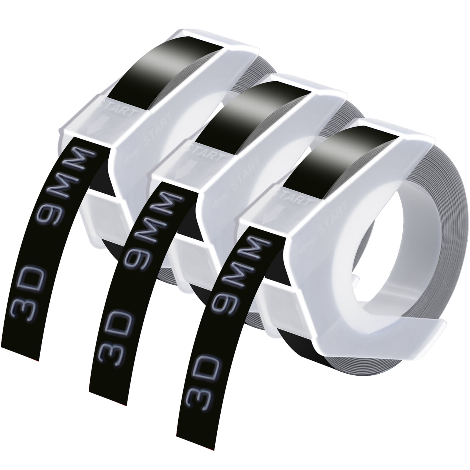 10PK For DYMO Label Maker 3D Embossing Plastic Label Tape 520109 Black 9mm 