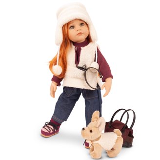 Gotz Hannah Staycation Doll - 19.5" Poseable Vinyl Doll With Long Brown Hair, Puppy & Accessories