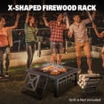 thumbnail image 3 of Fire Pits for Outside, 32" Wood Burning Fire Pit Tables with Firewood Rack, Screen Lid, Poker, BBQ Net, Food Clip and Cover, Backyard Patio Garden Outdoor Fire Pit BBQ Fire Pit, Black, 3 of 7