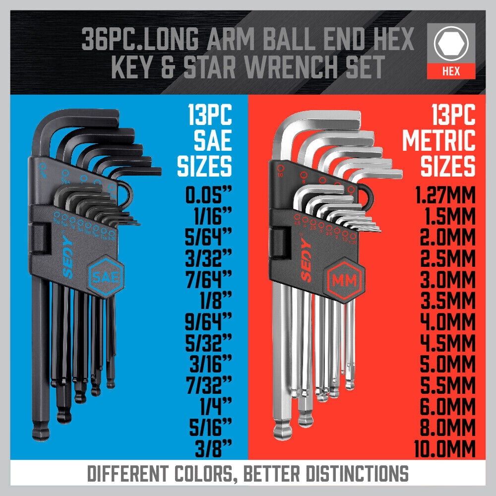 ZQToday 7mm Ball End Allen Wrench – L-Shaped Hex Key With 185mm Long Arm (Chrome Vanadium Steel)