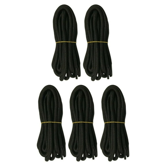 B&Q 5 Pairs 5mm Thick Heavy Duty Black Hiking Work Boot Laces Shoelaces Strings Replacement for Men Women 39 40 48 54 55 60 63 72 Inches