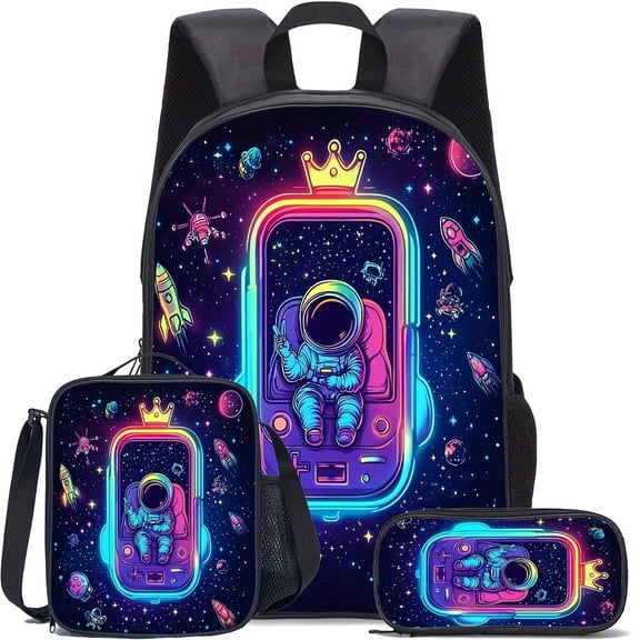Cartoon Backpack 3-Piece Set, Waterproof Lightweight Daypack with Adjustable Straps, Cute Travel Bookbag for Teens Adults (16 Styles)