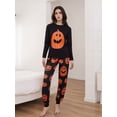 thumbnail image 2 of Pijamas familiares a juego para Halloween, peleles para bebé/ropa para perro/camisetas de manga larga y pantalones con estampado de calabaza., 2 of 7