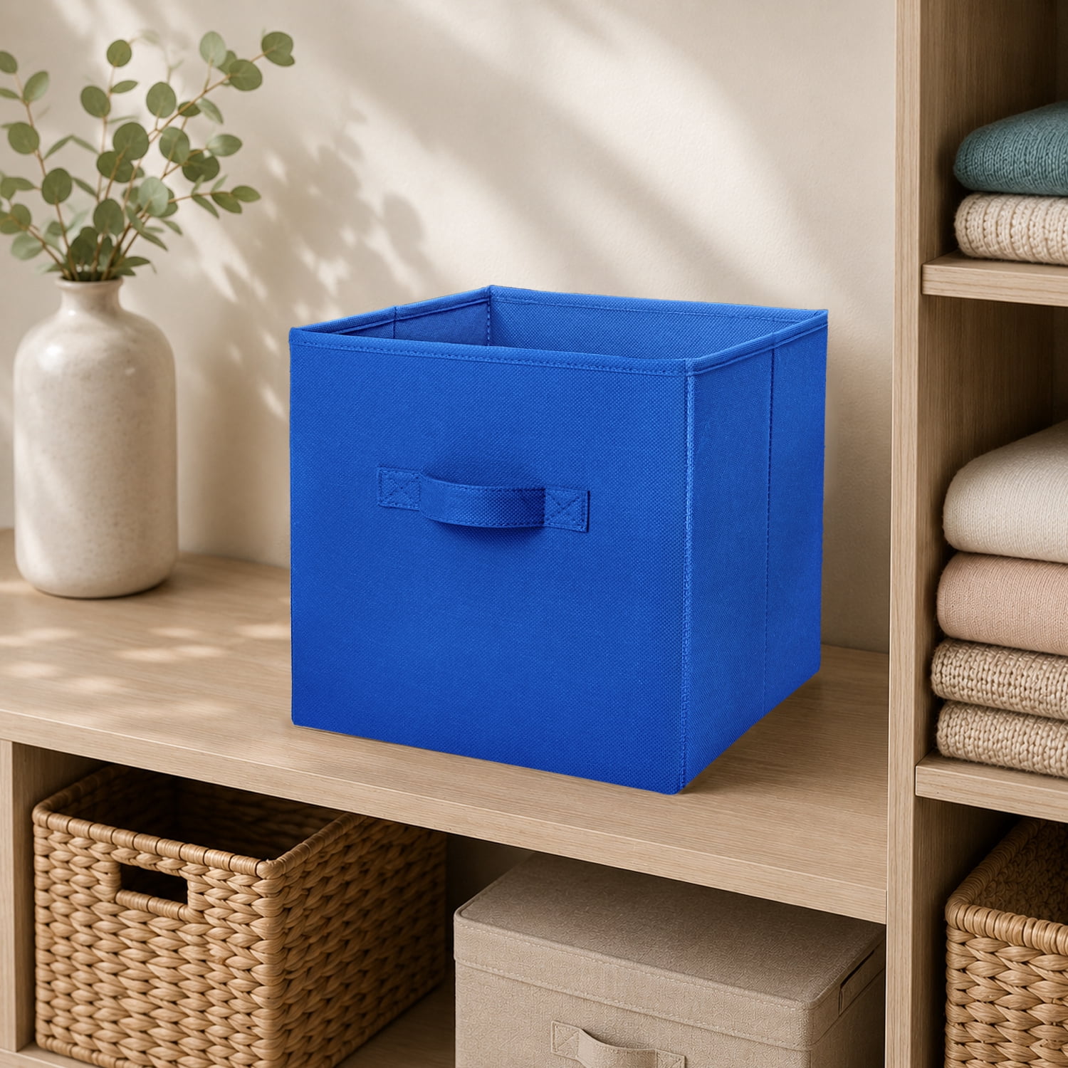 Mainstays Collegiate Collapsible Fabric Bins 10.5X10.5, Royal Spice, 4 Pack