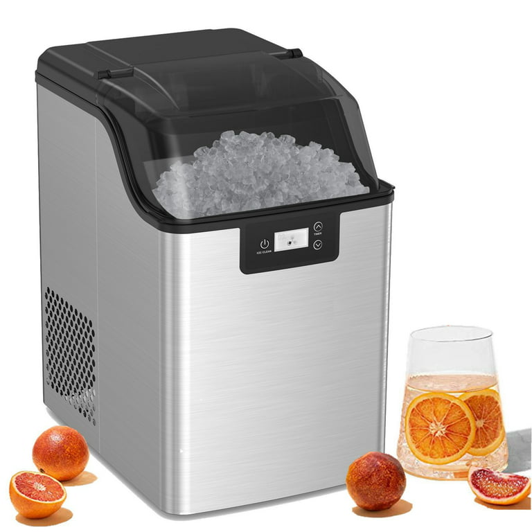 Undercounter Ice Maker Machine Commercial, Built in Nugget Ice Cubes 100  LBS/24H with 33LBS Large-Capacity, Freestanding|Countertop Crushed Ice