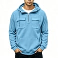 thumbnail image 5 of Hngshg Men's Hooded Sweatshirts Big and Tall Long Sleeve Quarter Zip Tops Textured Drawstring Pullover Hoodies, 5 of 7
