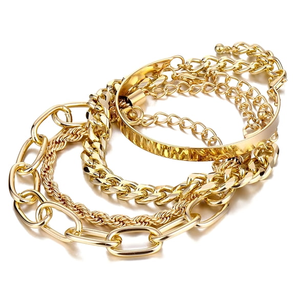 DESIGNICE Gold Bracelets for Women,14K Gold Plated Dainty Layered Chain Bracelets Adjustable Cute Charm Bangle Link Bracelet Set Chain Bracelet