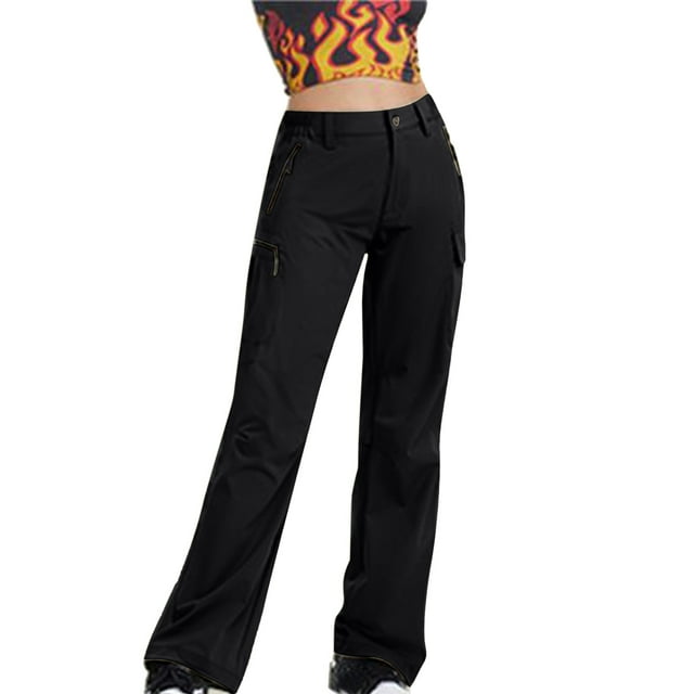 Timegard Cargo Pants for Women Straight Leg High Waist Active Outdoor Travel Fall Pants with Pockets