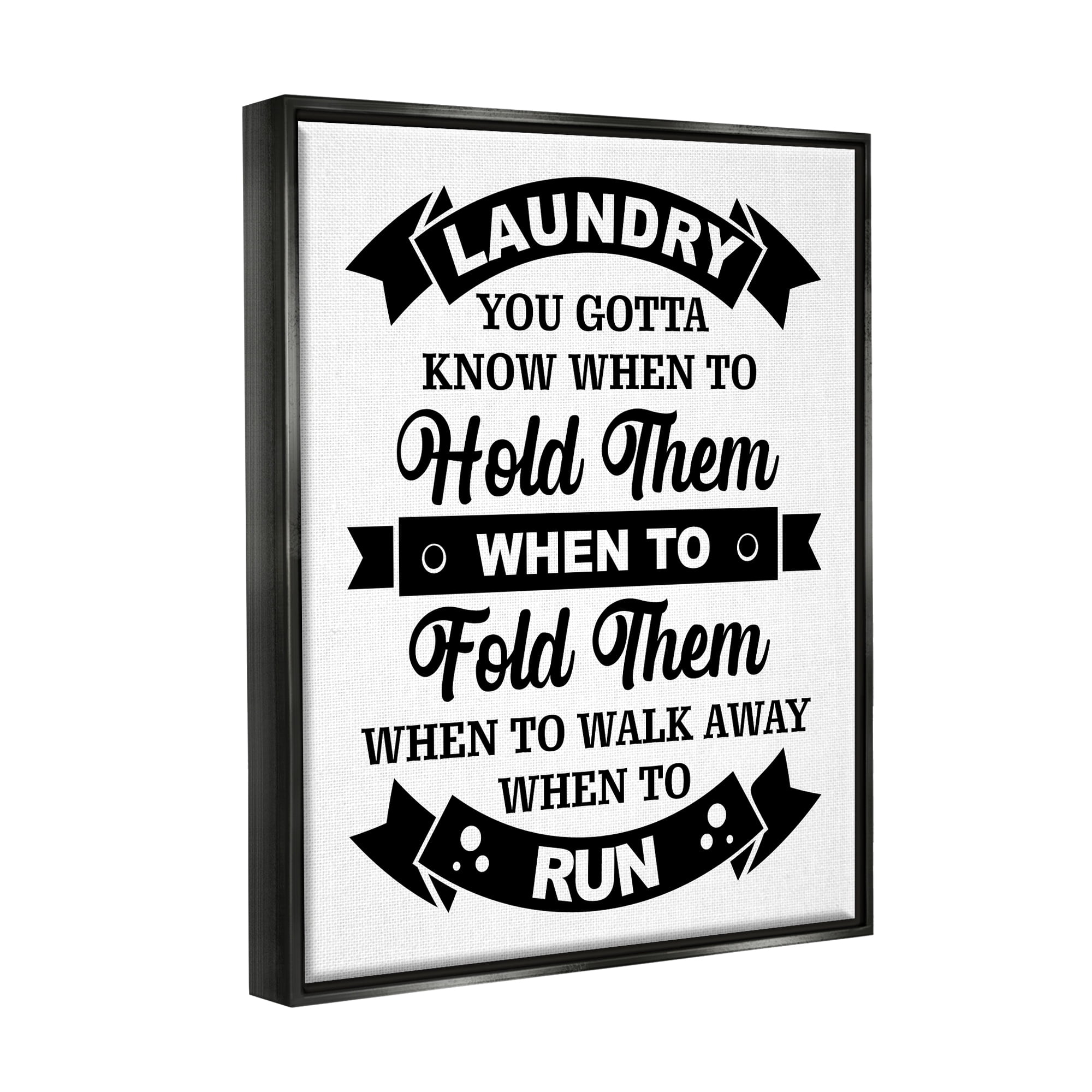 Stupell Industries Laundry Room Vintage Style Text Phrase Banners Graphic Art Jet Black Floating Framed Canvas Print Wall Art, Design by Lettered and Lined