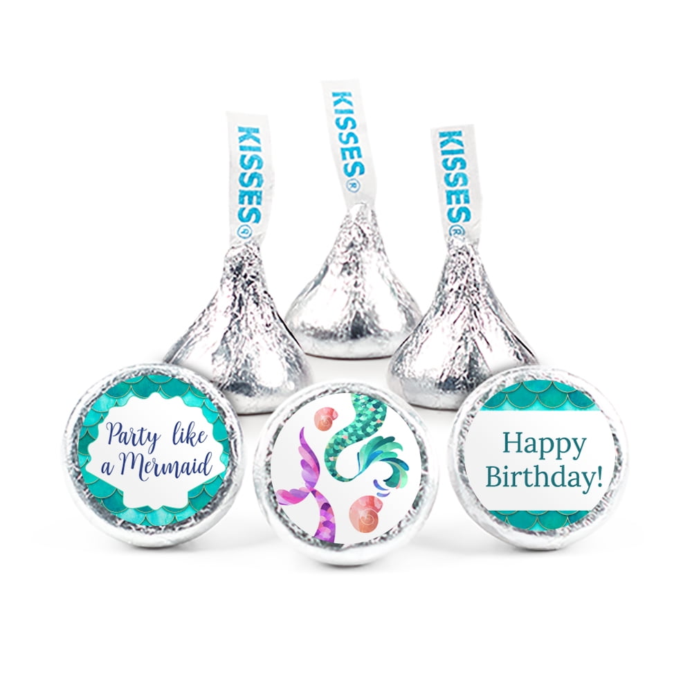 324ct Mermaid Kid's Birthday Stickers for Hershey's Kisses Pink & Purple Party Supplies - DIY