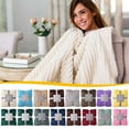 thumbnail image 4 of Zhourta Super Soft Flannel Blanket 39×60Inch with Solid Color Striped Design Plush Warm Throw for All Season Comfort, 4 of 4