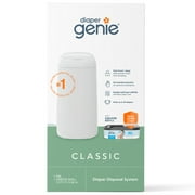 Diaper Genie Classic Plastic Pail with 1 Refill, Holds up to 165 Infant Diapers, 1 Count, White