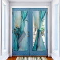 thumbnail image 2 of Teal Ombre Door Curtains for Door Window, French Sidelight Front Back Door Curtains With Tieback, Modern Marble Ink Painted Abstract Kitchen Rod Pocket Drapes Panel, 25"x72", 2 of 5
