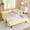 Yellow, variant on Twin Size Daybed with Trundle, Cozy Gingham Sofa Bed with USB Port, Linen Fabric Daybed with Wave Shape, No Box Spring Needed, Yellow ,Ships 2 Pkgs