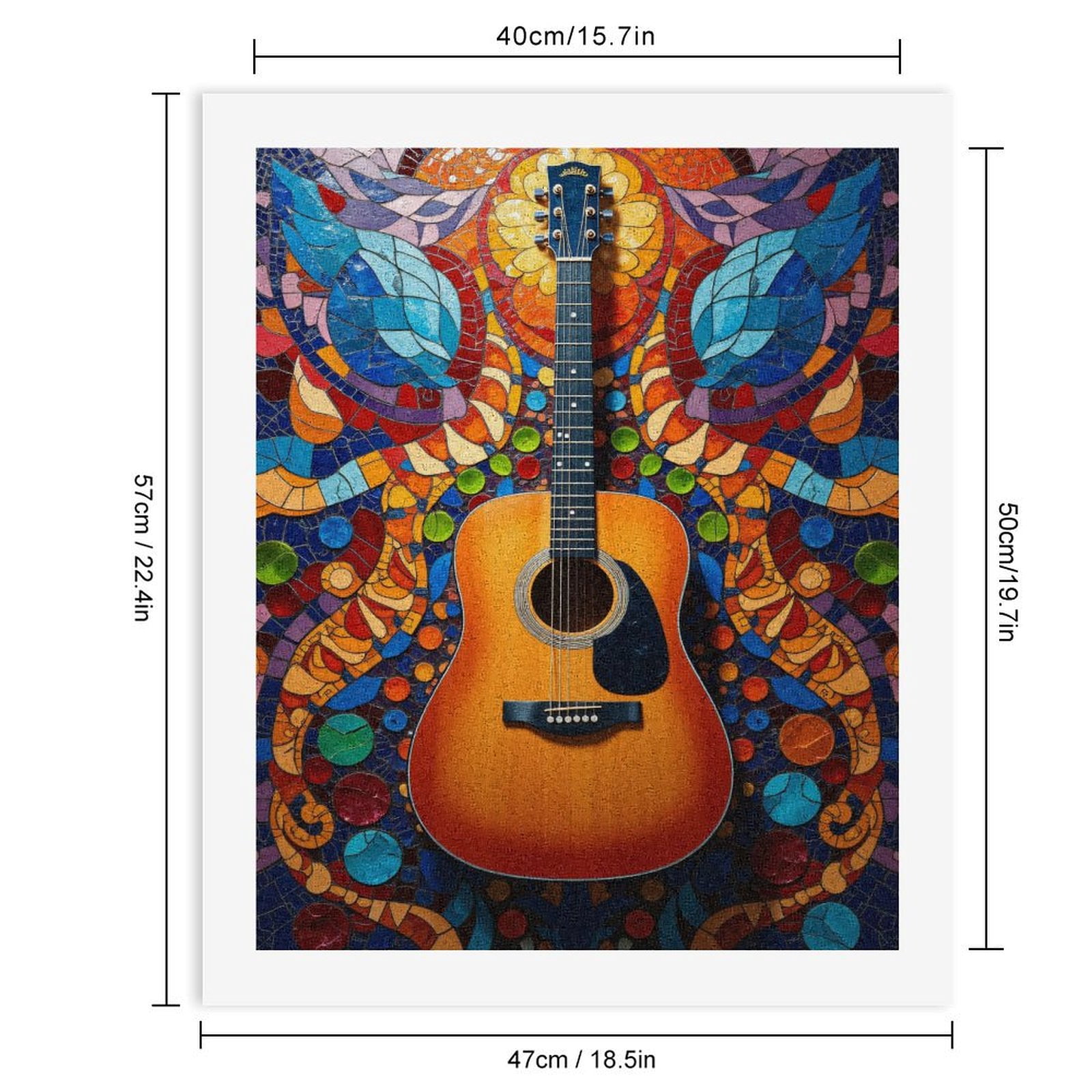 Paint By Numbers Kit for Adults Beginner - DIY Guitar Vibrant Mosaic Art Display Canvas Painting Kits for Adults, Frameless Paint By Number for Adults for Home Wall Decor 16x20 Inch