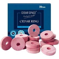 Cedar Blocks for Clothes Storage - 24 Pcs 100% Aromatic Cedar Rings, Cedar Accessories for Closets Storages, Cedar Blocks for Wardrobes Closets and Drawers