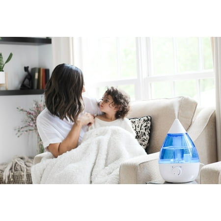 Crane USA Cool Mist Humidifier for Bedroom, Baby Nursery, Kids Room or Office, 1 Gallon Tank, Blue