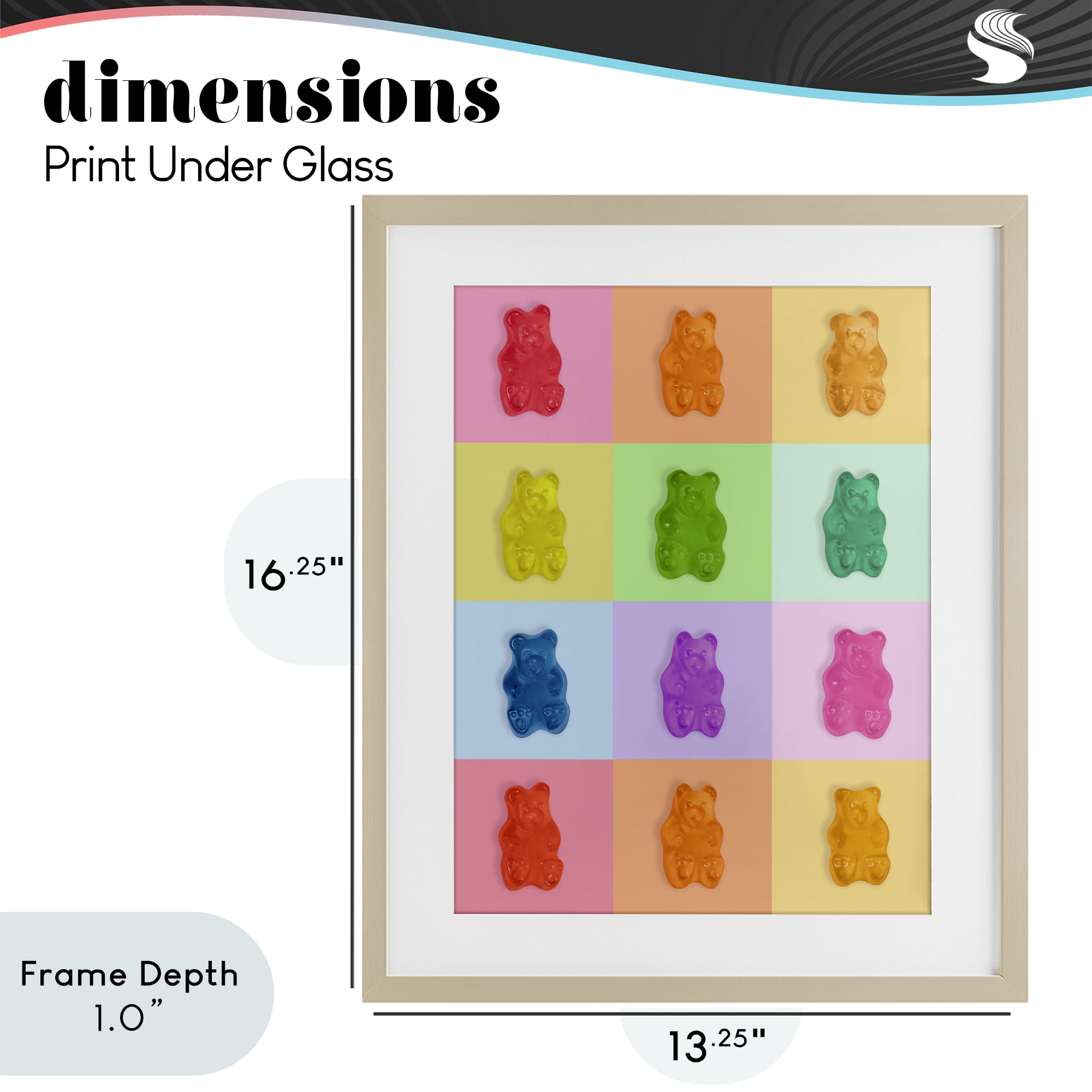 Stupell Industries Rainbow Gummy Bear Candy Grid Birch Framed Print Under Glass, design by LISH Creative