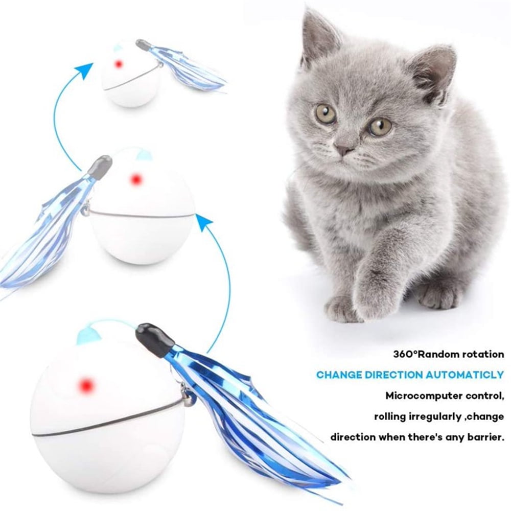 FZFLZDH Smart Interactive Cat Toy - Newest Version 360 Degree Self Rotating Ball, USB Rechargeable Pet Toy, Build-in Spinning Led Light