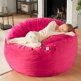 thumbnail image 4 of Codi Giant Bean Bag Chair with Filler Included, 5 FT | Comfy Large Pink Beanbag Chairs for Adults, Memory Foam Added | Machine Washable, 5ft, 4 of 14
