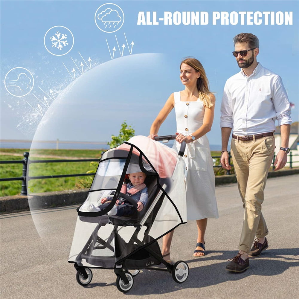 Stroller Rain Cover,Universal Stroller Accessory,Waterproof, Windproof Protection,Protect from Dust Snow,Baby Travel Weather Shield （Medium size three zipper rain cover - [goggles version]）