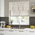 thumbnail image 4 of 2 Pack Valances for Window, Colorful Geometric Plaid Short Curtains for Kitchen Bedroom Living Room, Simple Vintage Grid Beige Rod Pocket Small Window Treatment Valance Drapes 42 x 18 Inch, 4 of 8
