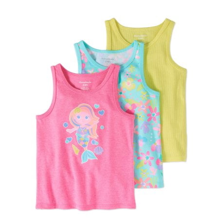 NEW Girls Garanimals White Star Print Tank Top and Pink Knit Shorts Set 3T