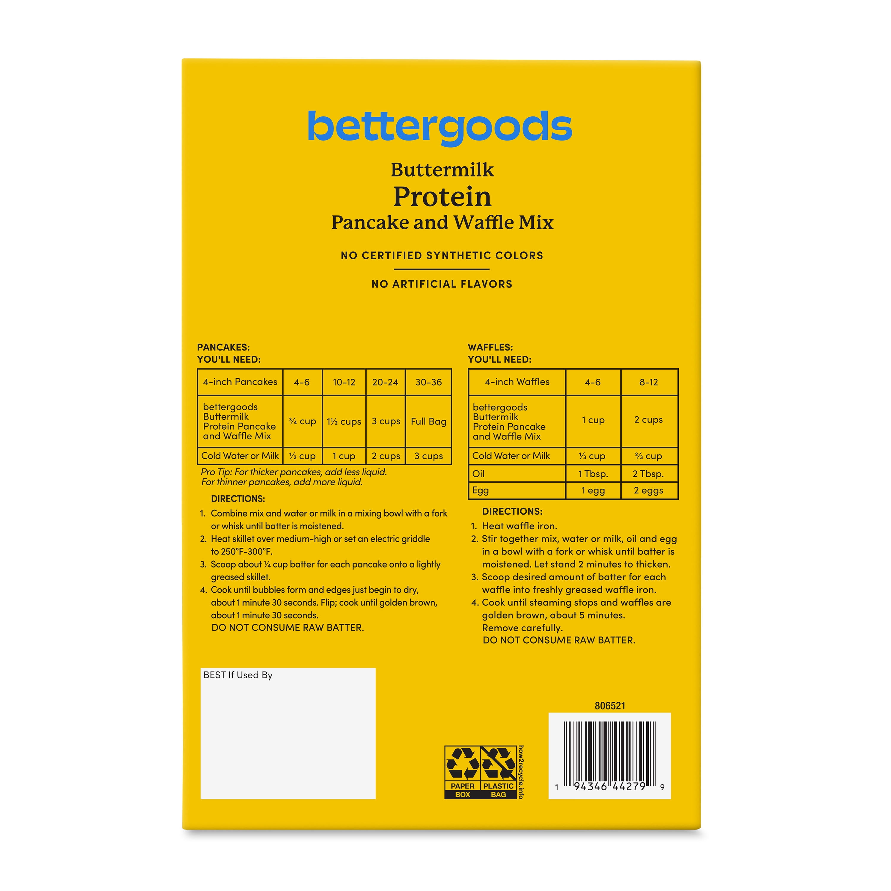 bettergoods Buttermilk Protein Pancake and Waffle Mix, 20 oz