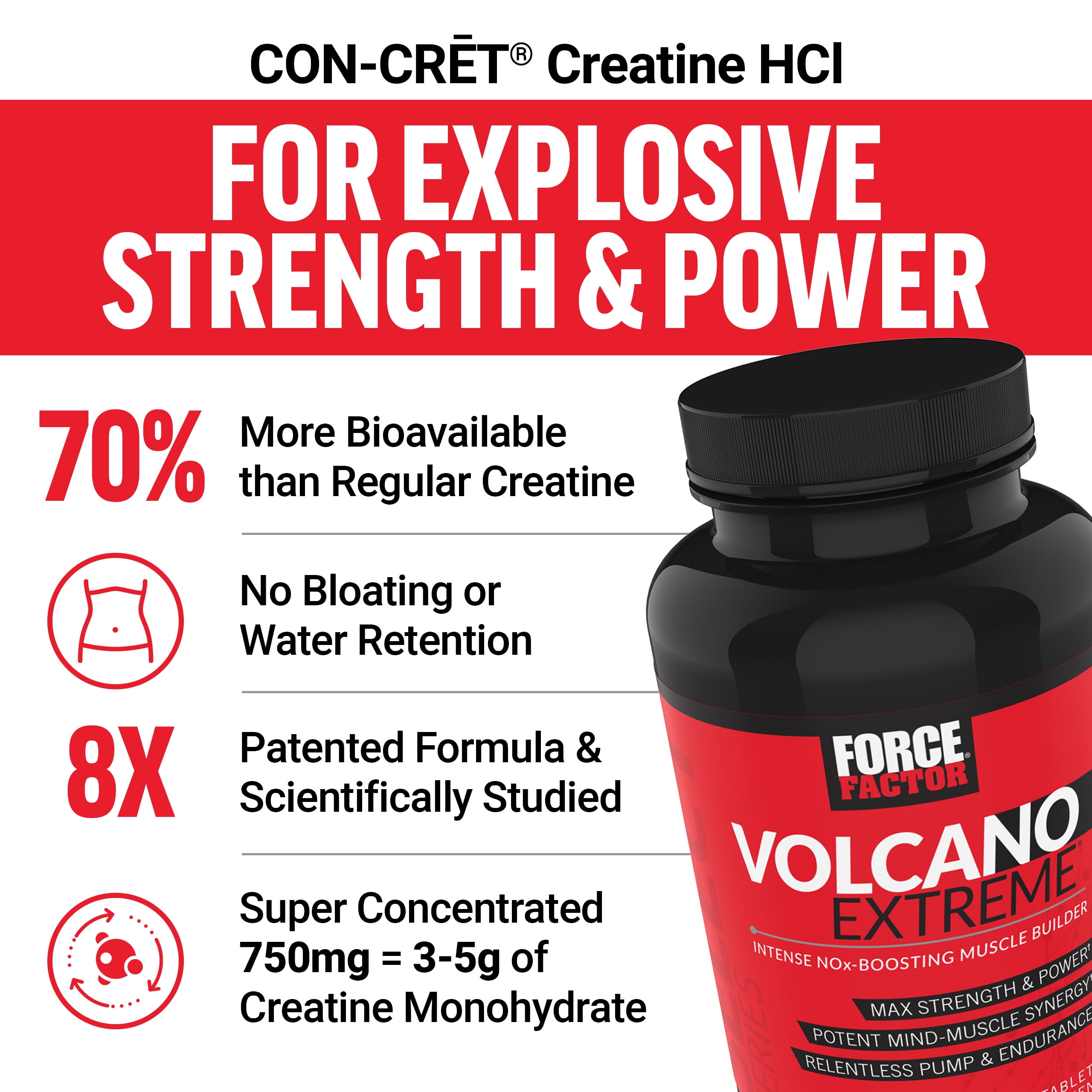 Force Factor VolcaNO Extreme, Pre Workout Nitric Oxide Booster for Blood Flow, Circulation, Strength, Muscle Pumps, Vascularity & Focus, 90 Tablets