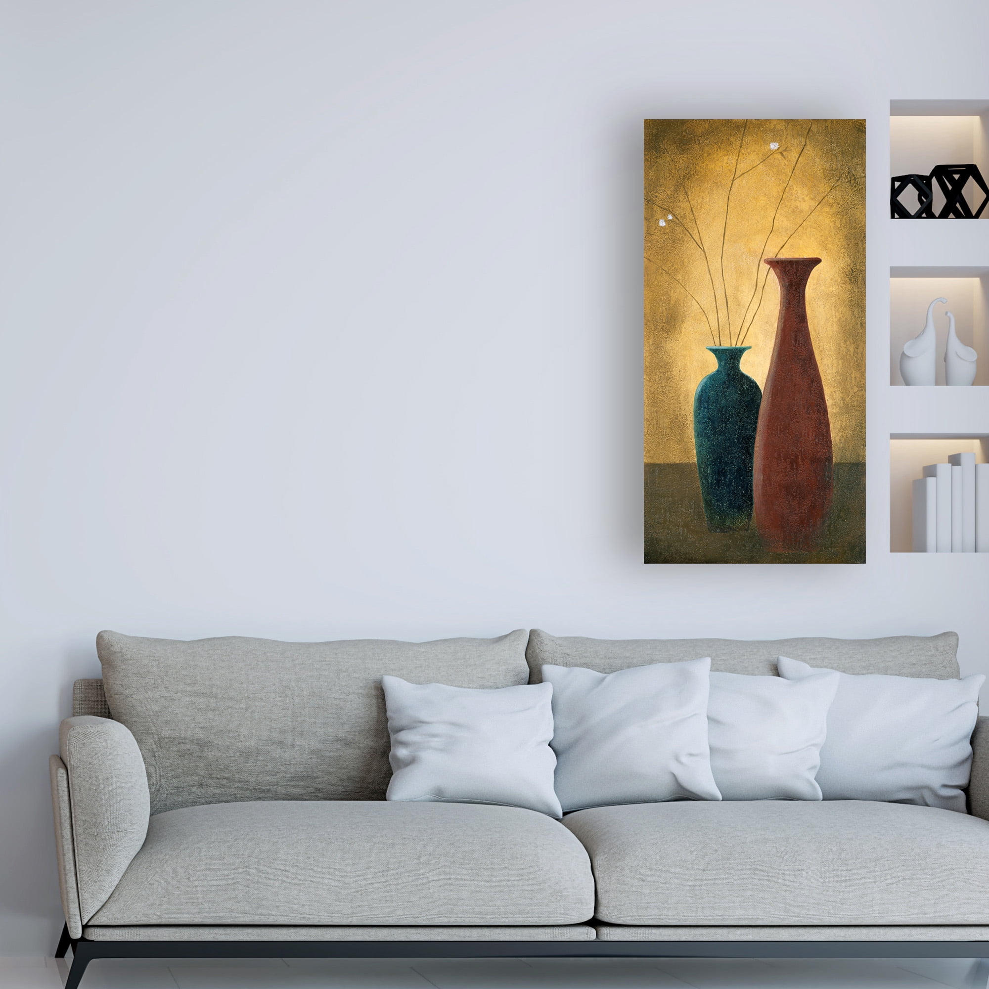 Trademark Fine Art 'Two Slender Vases And Flowers' Canvas Art by Pablo Esteban