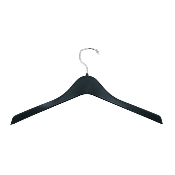 SSWBasics 17 Inch Contoured Black Plastic Hangers - Case of 100 - Durable Clothes Hangers Plastic for Garments