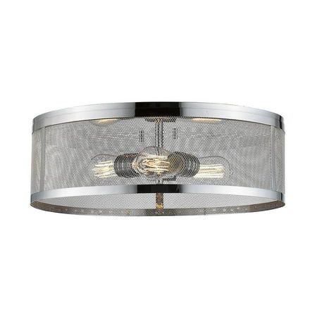 

3 Light Flush Mount in Industrial Style 18 inches Wide By 6 inches High-Chrome Finish-Chrome Shade Color Bailey Street Home 372-Bel-2333989