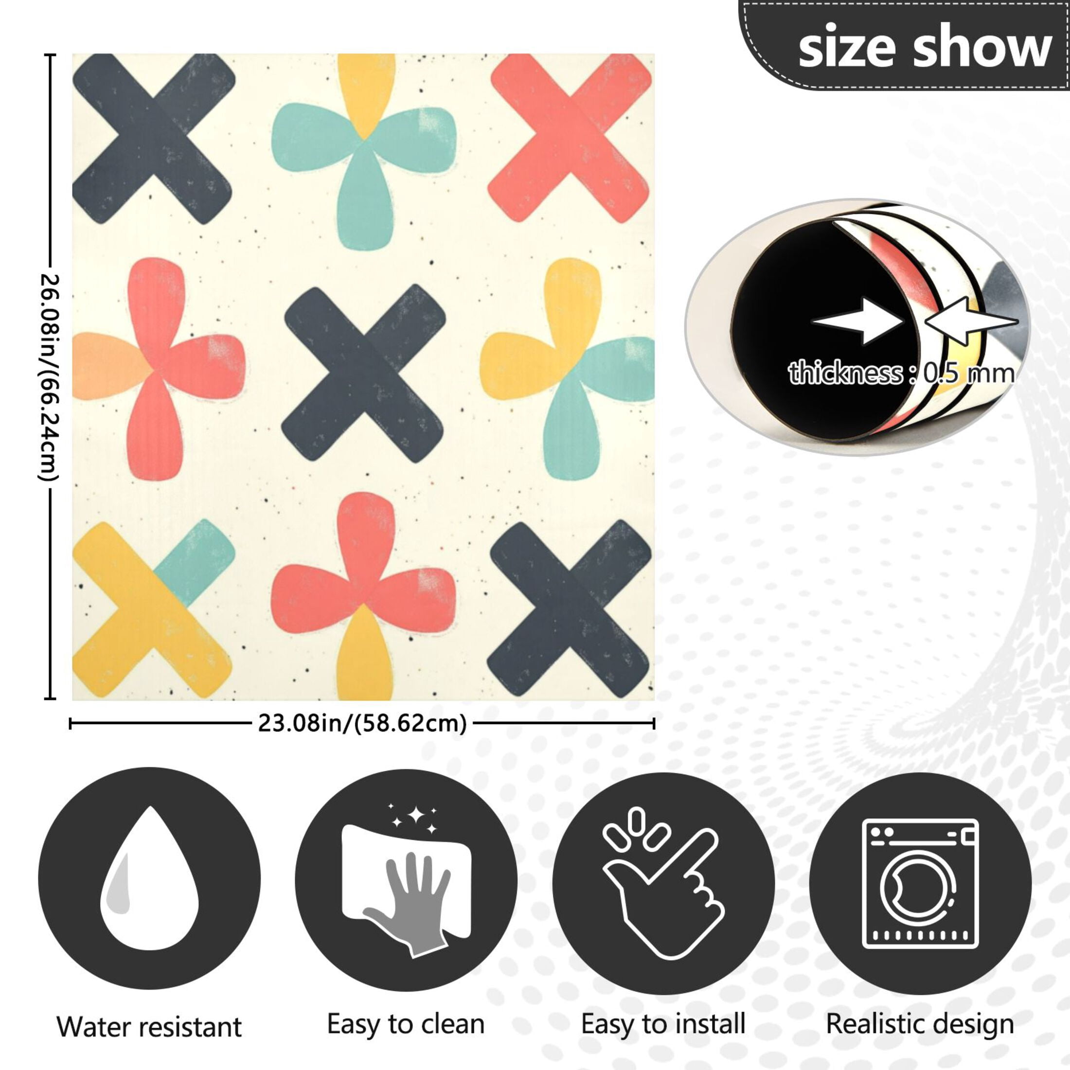 Dishwasher Magnetic Sticker 23x26 Inch Refrigerator Magnetic Sticker Washing Machine Magnetic Sticker Kitchen Panel Magnetic Sticker Home Decor Colored Cross Pattern