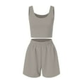 thumbnail image 2 of Baqcunre Lounge Sets for Women,Summer Shorts Sets 2 Piece Sleeveless Matching Crop Top and High Waisted Shorts,Outfits for Women Womens Pajamas Pajama Set Womens Clothes Brown XS, 2 of 7
