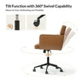 thumbnail image 3 of 360-Degree Swivel Leather Deskchair with Wheels Adjustable Height for Home Office Bedroom Camel, 3 of 7
