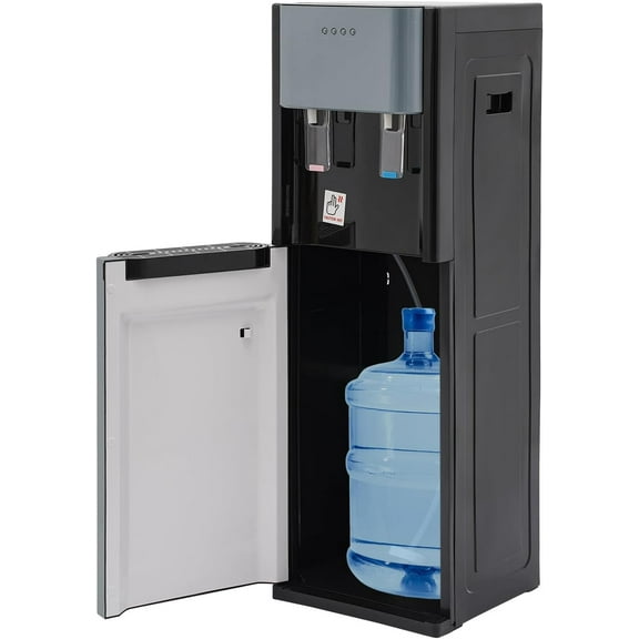 Water Cooler Dispenser, Bottom Loading Water Dispenser for 5 Gallon Bottle with Hot & Room & Cold Water, Stainless Steel Water Dispenser with Anti-Dry Burn Protection