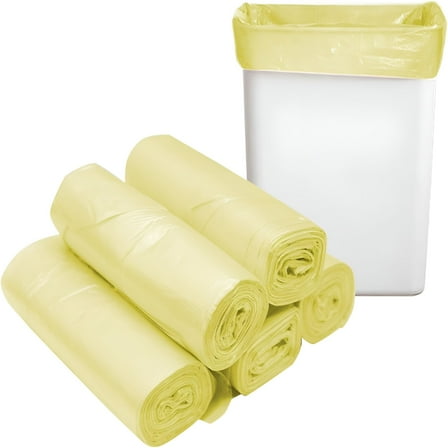 CCOCC 8 Gallon Trash Bags Colored - Extra Thick Medium Garbage Bags 1.1 mil Strong,Leakage-Free,Unscented 30 Liter Thick for Bathroom,Office,Kitchen Waste Basket Trash Can (Yellow,200 Count)