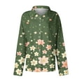 thumbnail image 4 of Womens Button Down Lapel Shirts V Neck Regular Casual Long Sleeve Roll Up Loose Floral Printed Blouses Slim Trendy Tops, 4 of 4