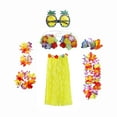 thumbnail image 1 of Conjunto de disfraz de falda hawaiana, ropa de baile, gafas para cosplay, decoraciones para fiestas en la playa 80cm, 1 of 9