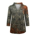 thumbnail image 5 of LEAVINGSUO Womens Tops Long Sleeve Clearance Fashion Woman V Neck Three Quarter 3/4Sleeve T Shirt Printing Blouse Tops Sweatshirt, 5 of 6