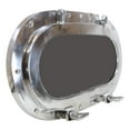thumbnail image 6 of Polished Aluminum Nautical Marine Oval Ship Porthole Folding Wall Mirror 19"L, 6 of 8