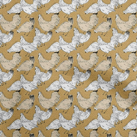 oneOone Viscose Chiffon Orange Fabric Birds Rooster Quilting Supplies Print Sewing Fabric By The Yard 42 Inch Wide