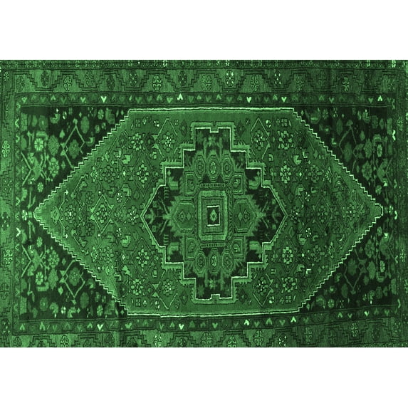 Ahgly Company Indoor Rectangle Persian Emerald Green Traditional Area Rugs, 7' x 9'