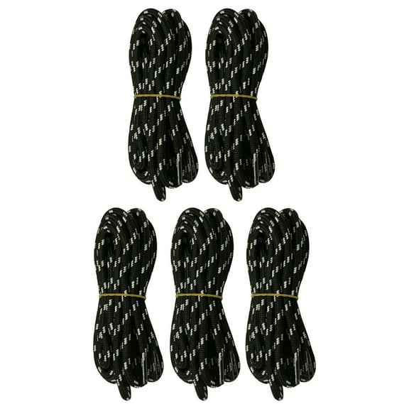B&Q 5 Pairs 5mm Thick Heavy Duty Black White Spot Hiking Work Boot Laces Shoelaces Strings Replacement for Men Women 39 40 48 54 55 60 63 72 Inches