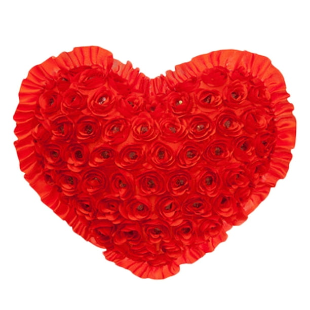 Cojín de peluche de 39 x 50 cm con diseño de rosa decorativa, ideal como regalo de San Valentín, color rojo